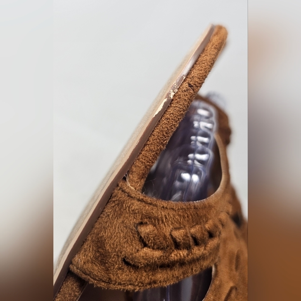 Comfort View WMNS Darlene Brown Faux Suede Chunky Heel Braided Zip Sandal SZ 9WW - Picture 14 of 14